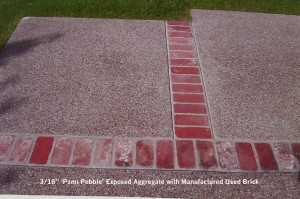 16” ‘Pami Pebble’ Exposed Aggregate with Manufactured Used Brick 