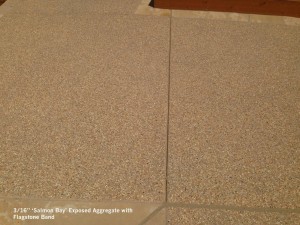 16” ‘Salmon Bay’ Exposed Aggregate with  Flagstone Band 