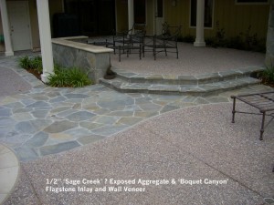 2” ‘Sage Creek’ _ Exposed Aggregate & ‘Boquet Canyon’  Flagstone Inlay and Wall Veneer 