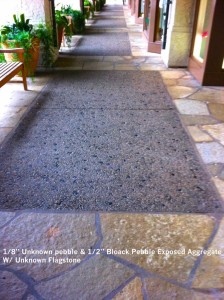 8” Unknown pebble & 1_2” Bloack Pebble Exposed Aggregate W_ Unknown Flagstone