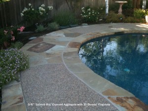 8” ‘Salmon Bay’ Exposed Aggregate with ‘El Dorado’ Flagstone 2