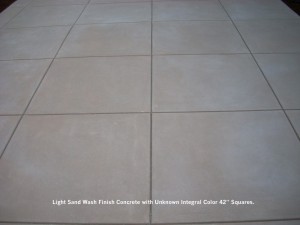 Light Sand Wash Finish Concrete with Unknown Integral Color 42” Squares. 