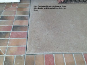 Light-Sandwash-Finish-with-Integral-Color-Brick-Border-and-Steps-to-Match-Brick-on-House-Close-up   