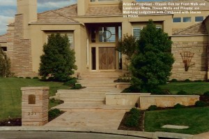 Arizona-Flagstone-Classic-Oak-for-Front-Walk-and-Landscape-Walls-House-Walls-and-Pilaster-are-Matching-Ledgstone-with-Combined-with-Stucoo-on-House 
