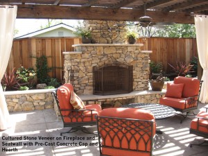Cultured-Stone-Veneer-on-Fireplace-and-Seatwall-with-PreCast-Concrete-Cap-and-Hearth 