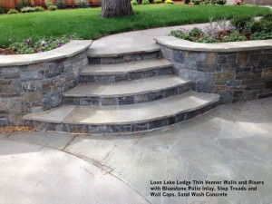 Loon-Lake-Ledge-Thin-Venner-Walls-and-Risers-with-Bluestone-Patio-Inlay-Step-Treads-and-Wall-Caps-Sand-Wash-Concrete    
